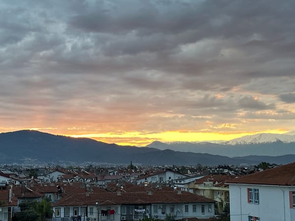 Sunset observed over Fethiye Turkey residential district April 9