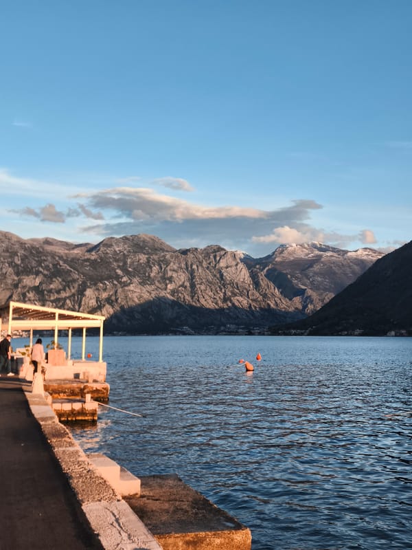 Waterfront scenes documented in historic Perast, Montenegro