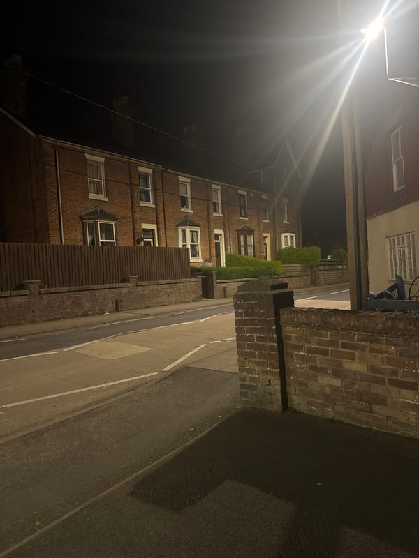 Quiet nighttime street scene documented in Welshpool