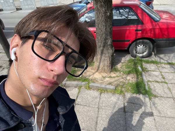 Man in headphones spotted on Sofia sidewalk