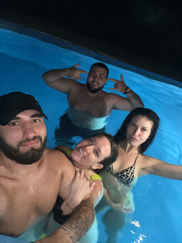 Late-night pool hang in Lozen, Bulgaria