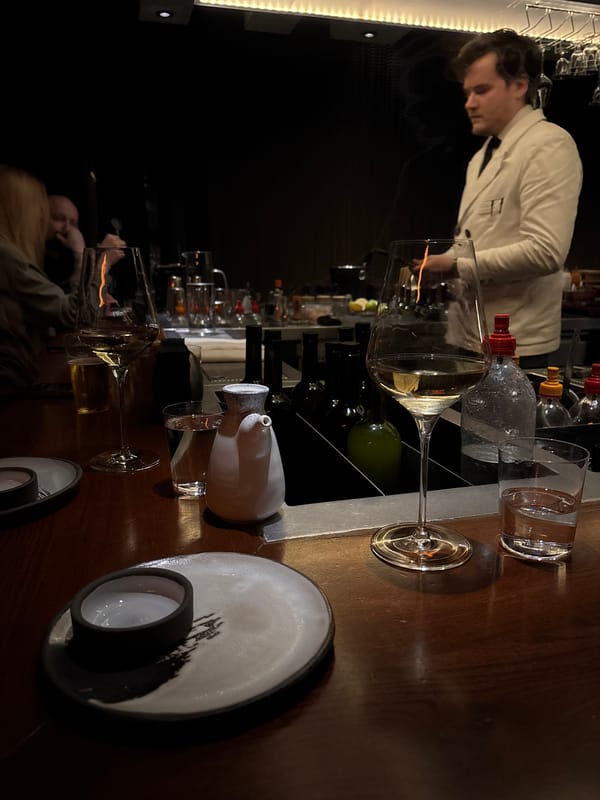 Bartender serves drinks at Moscow bar during evening shift