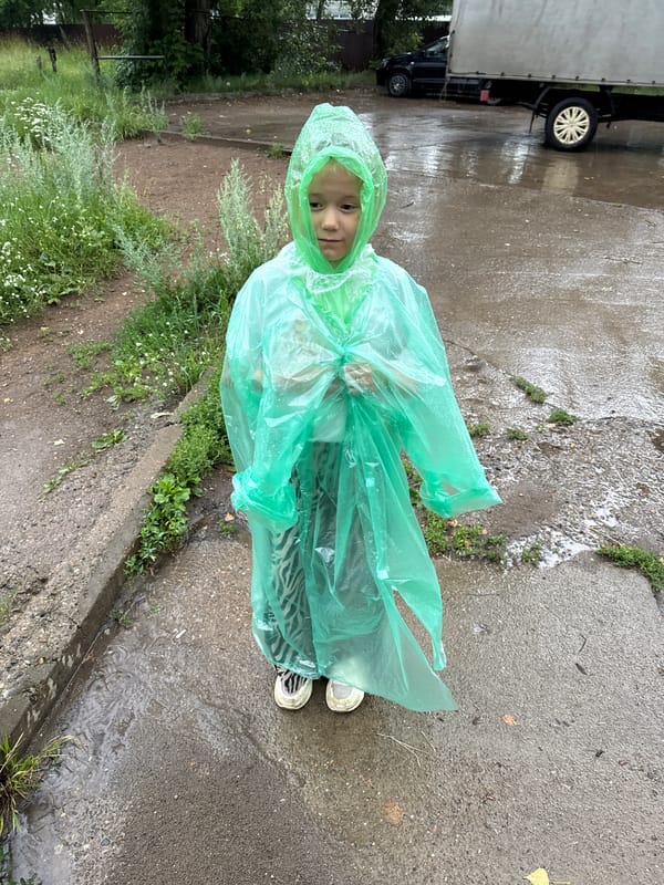 Rainy day street scenes from Chaikovsky, Russia