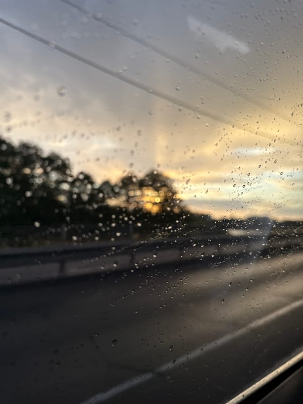 Rainy evening drive through Brest, Belarus at dusk