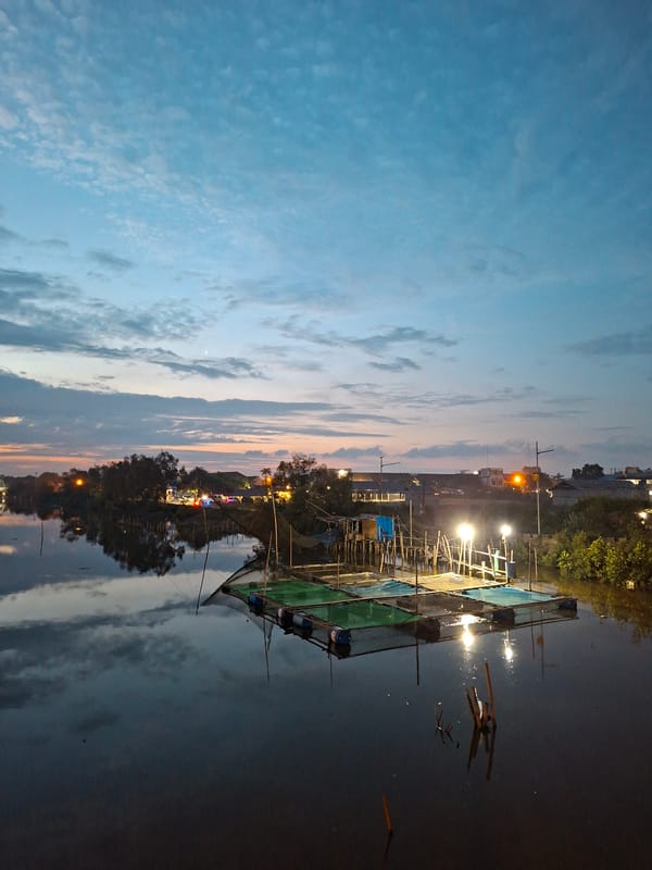 Evening river documentation session in Lhokseumawe, Indonesia captures twilight moments