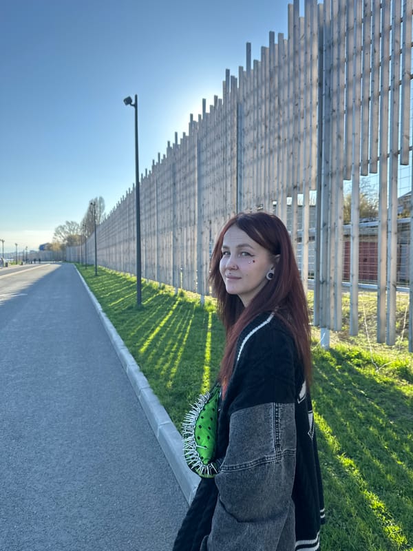 Young person photographed in Saratov park pathway