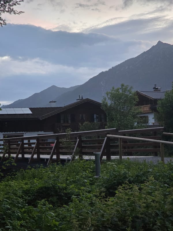 Garmisch-Partenkirchen at dusk: Alpine town meets Zugspitze backdrop