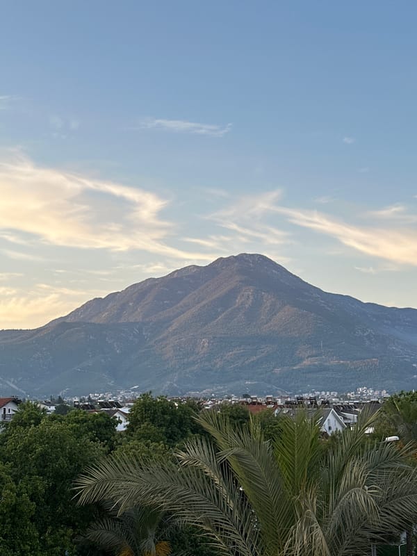 Golden hour views of Fethiye's mountain landscape captured