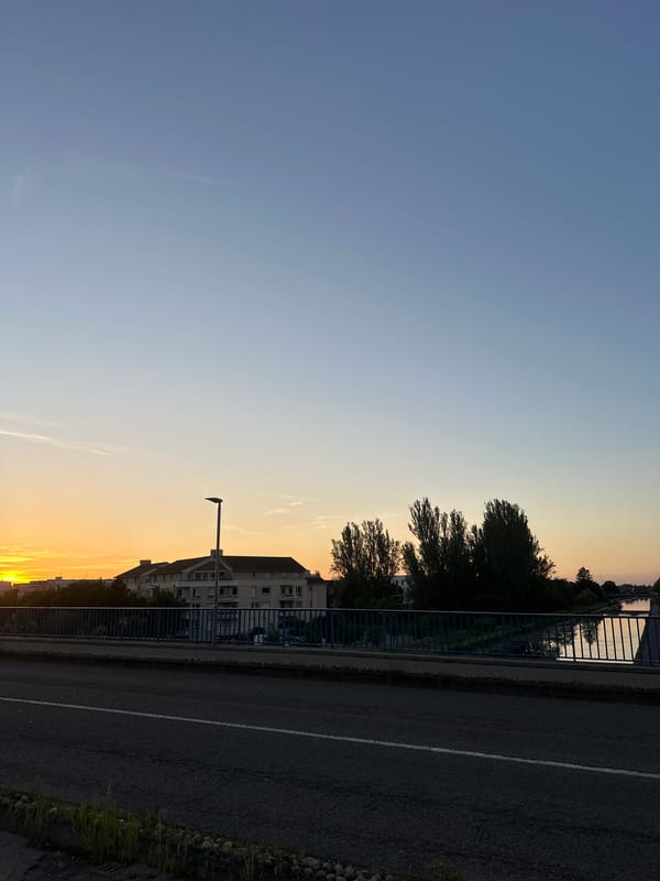 Sunset photographed along roadway in Bischheim, France