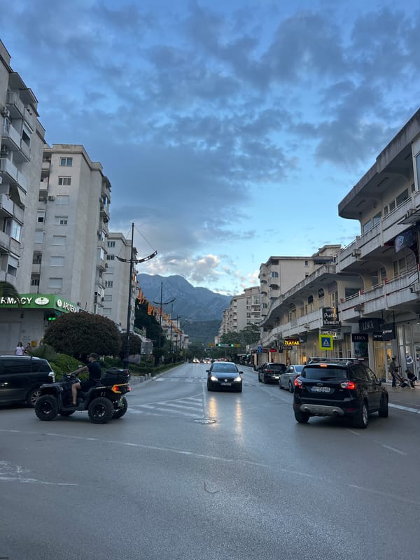 Street scenes captured across Bar, Montenegro during evening hours