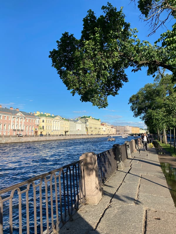 Saint Petersburg landmarks and canals on a sunny summer afternoon
