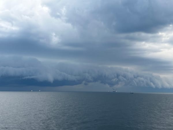 Storm clouds gather over Baltic waters as witnessed from vessel