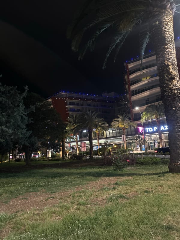 Nighttime scenes captured across central Budva, Montenegro