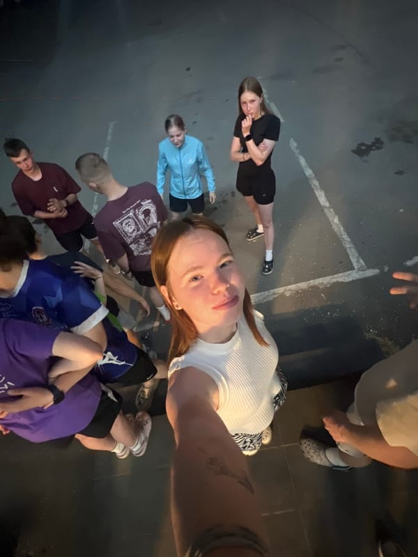 Evening gathering in parking area near Syzran, Russia