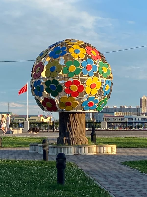Blagoveshchensk riverfront along the Amur on a summer afternoon