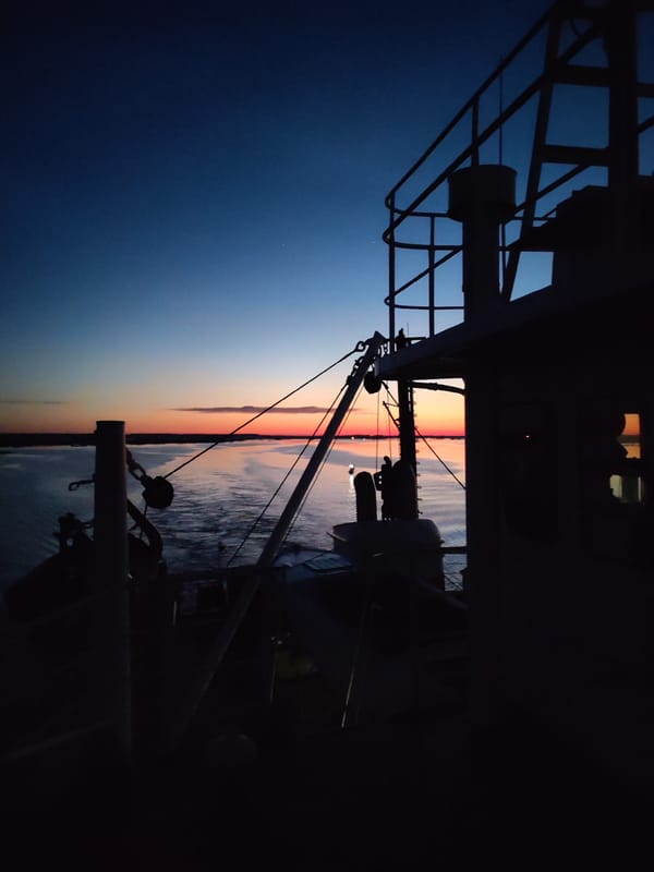 Sunset observed from ship deck near Bereg, Russia