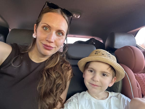 Mother and child photographed in car interior in Kaş, Turkey