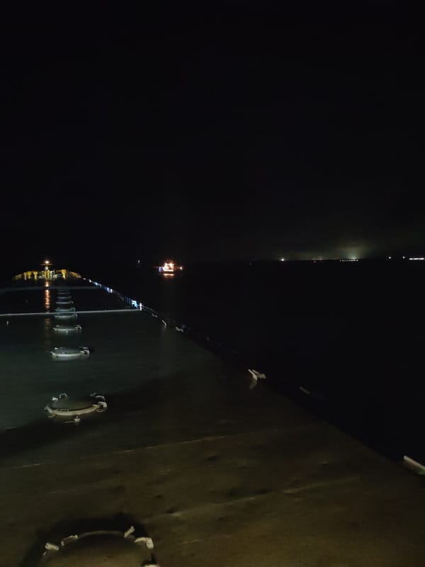 Maritime journey documented through ship deck perspectives over 77 minutes