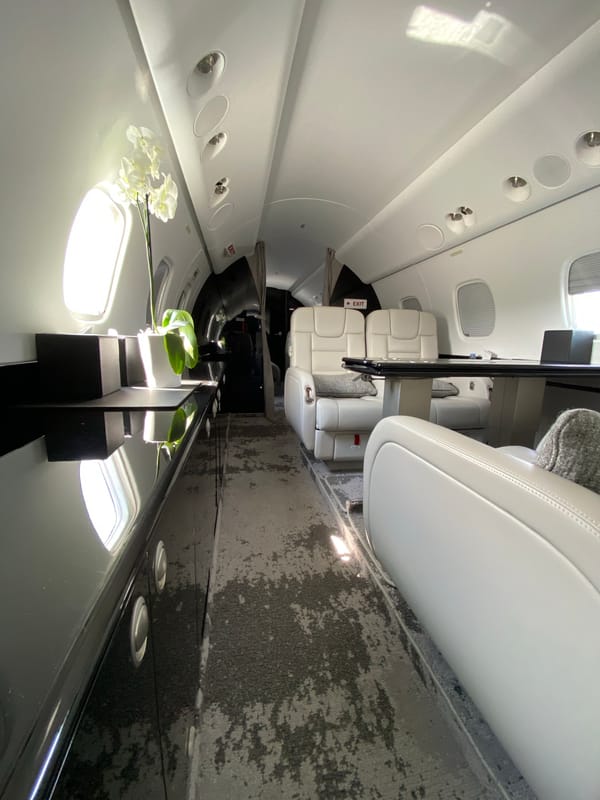 Private jet interior documented in Skulte, Latvia