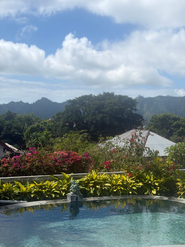 Kintamani resort views and street scenes with Mount Batur backdrop
