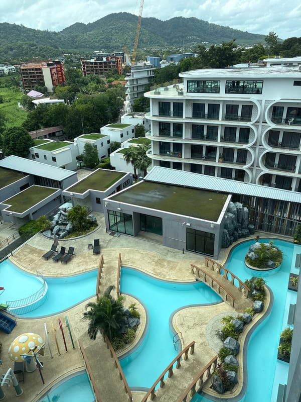 Resort complex with pools captured in Rawai, Thailand