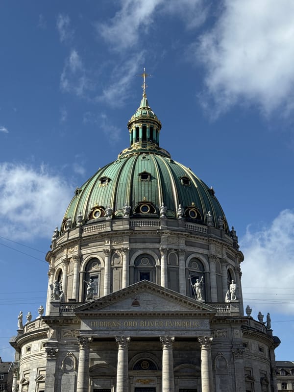 Tourists photograph Copenhagen's iconic Marble Church dome