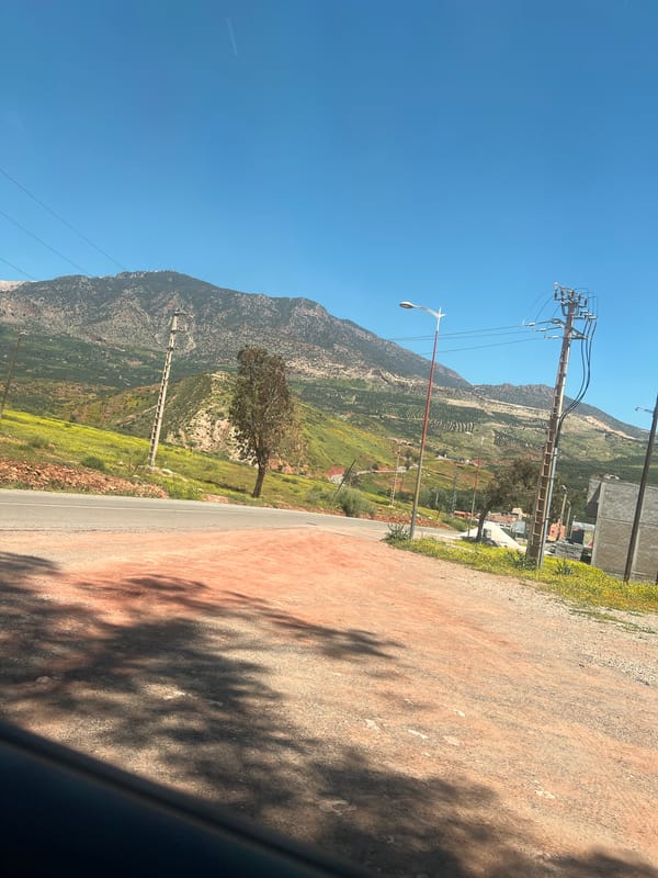 Morning drive documented through rural Ouaouizert, Morocco