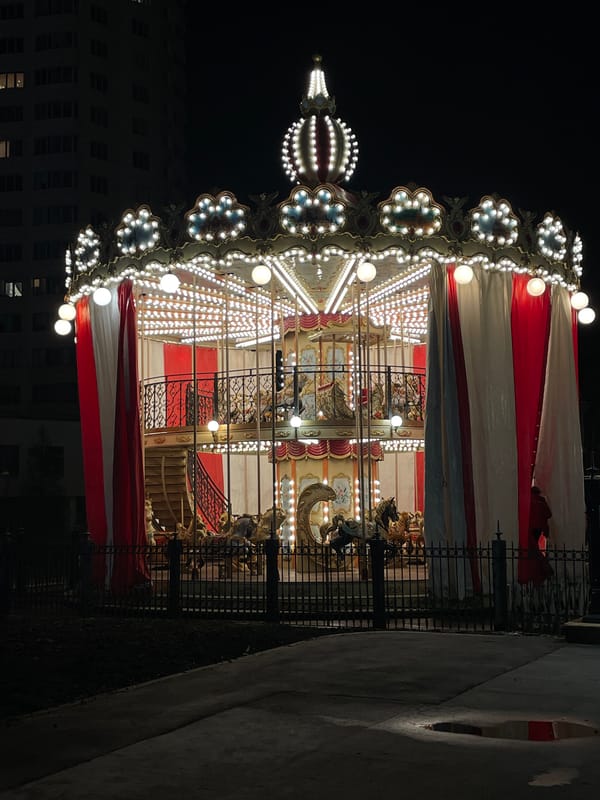 Illuminated carousel spotted at night in Moscow
