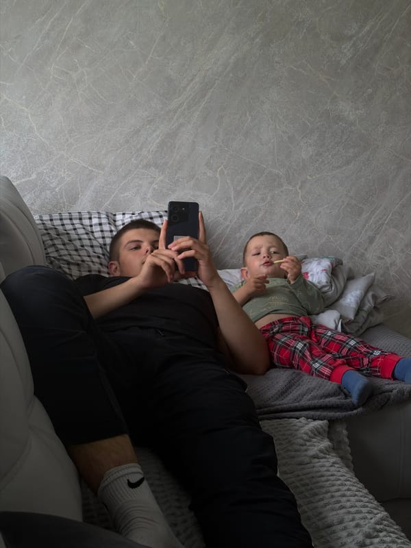 Casual downtime on a couch in Andreyevo, Russia