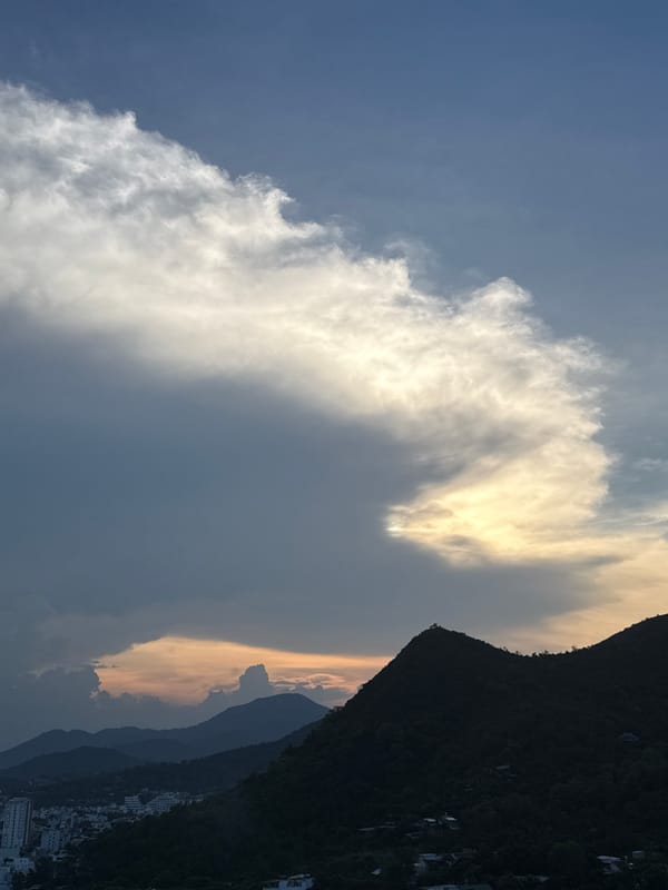 Nha Trang's northern coastline at golden hour, seen from above