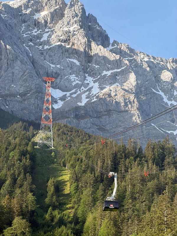 Cable car journey documented on Zugspitze mountain near Grainau
