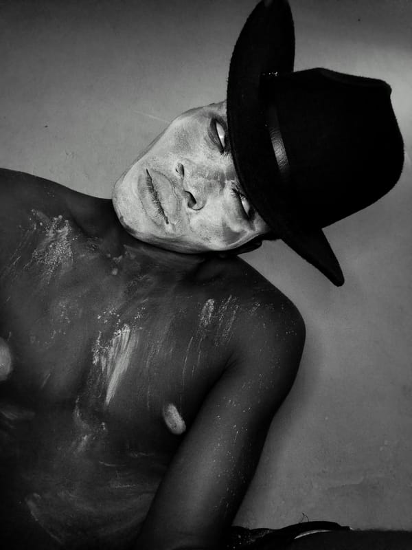 Black and white portraits playing with face concealment and anonymity