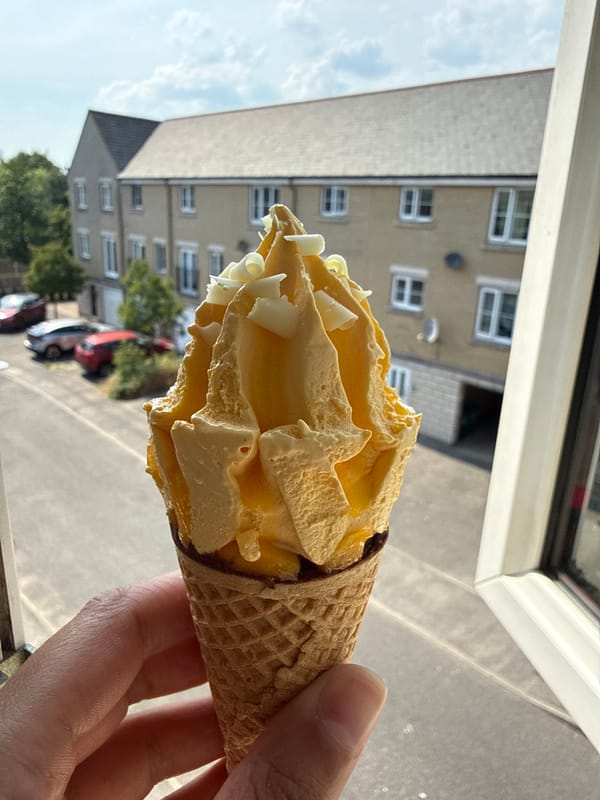Melting waffle cone ice cream on a Great Yarmouth afternoon