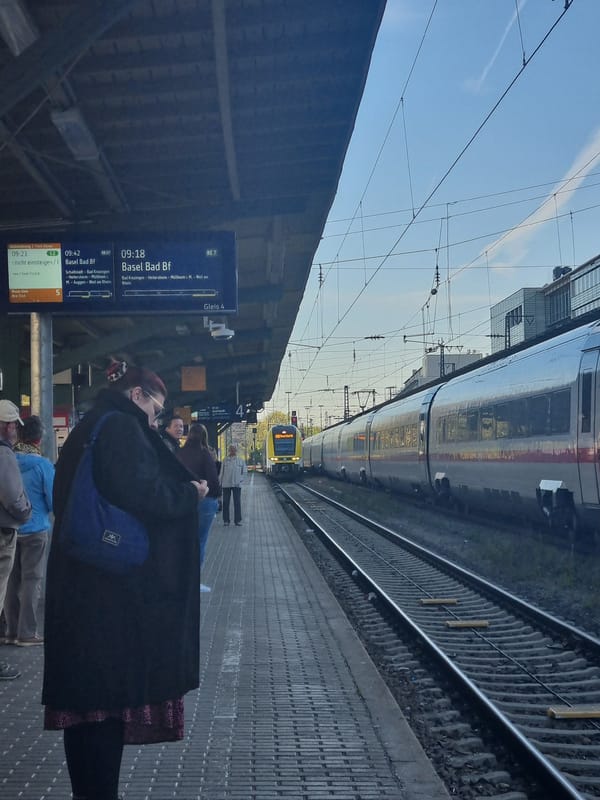 Morning scene captured at Freiburg train station platform