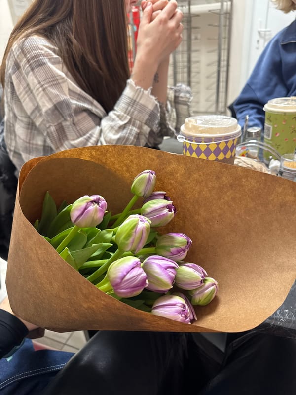 Spring afternoon moments captured in Moscow: tulips and tea
