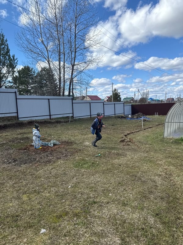 Spring day suburban life captured in Ольховка, Russia