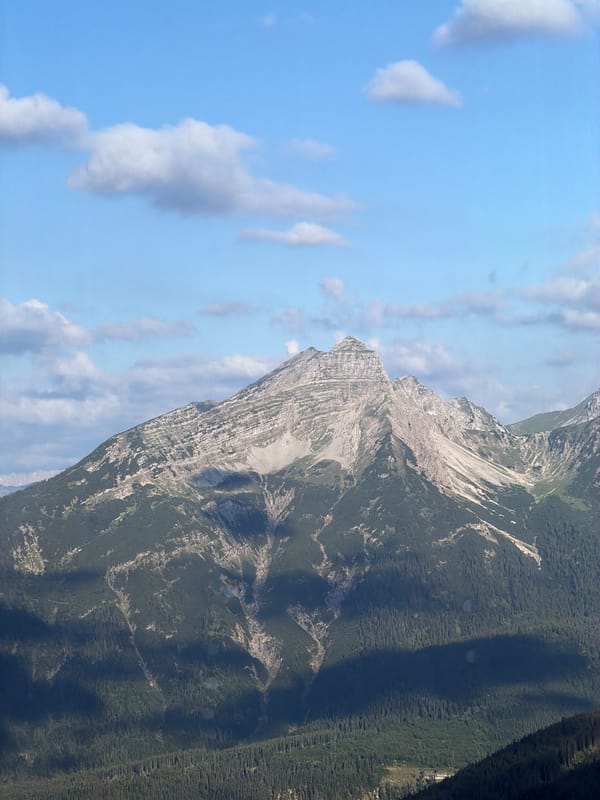 Alpine peaks above Grainau on a clear July morning