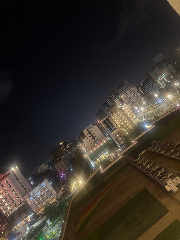 Traveler documents journey through Addis Ababa with aerial city views