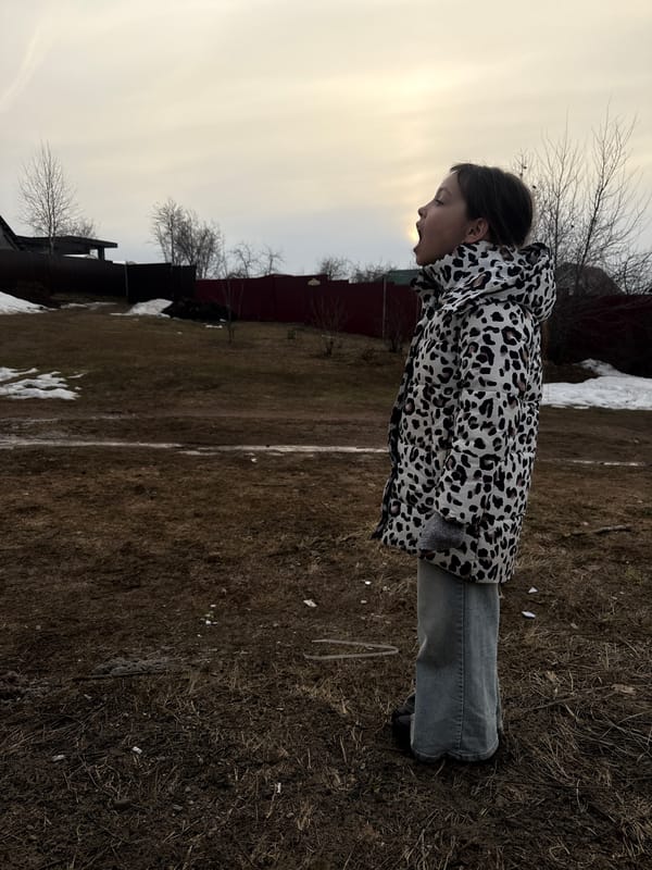 Girl plays on snowy playground equipment in Votkinsk
