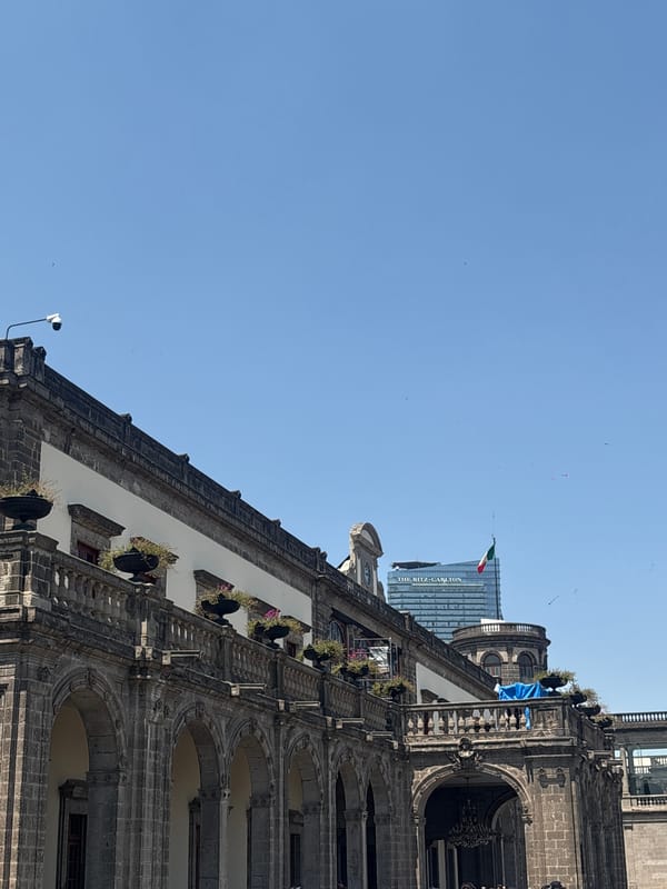 Daily life scenes captured across Mexico City under clear skies