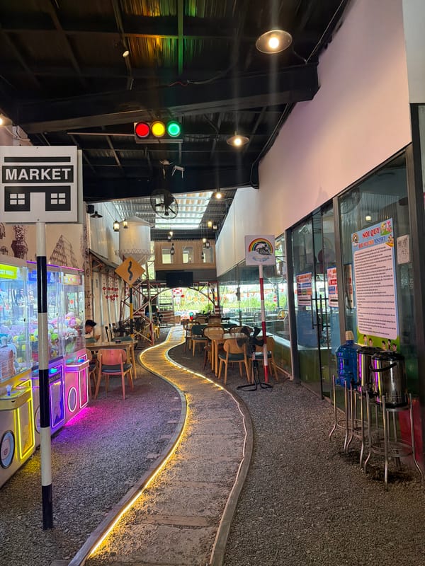 Train-themed arcade venue documented by visitors in Nha Trang