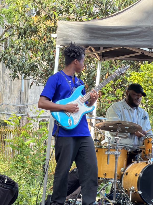 Street band performs outdoor concert in Lisbon public space