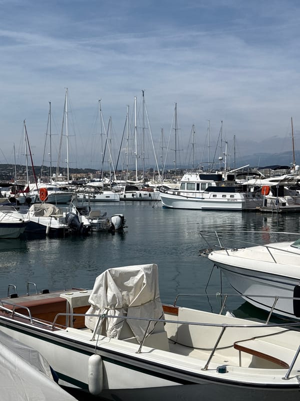 Casual moments captured at Cannes marina on May afternoon