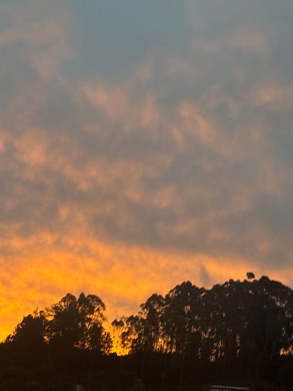 Dawn sky observed with mixed clouds in Guarne, Colombia
