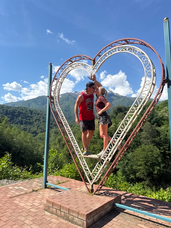 Tourists visit heart-shaped swing attraction in Tqwarchal, Abkhazia