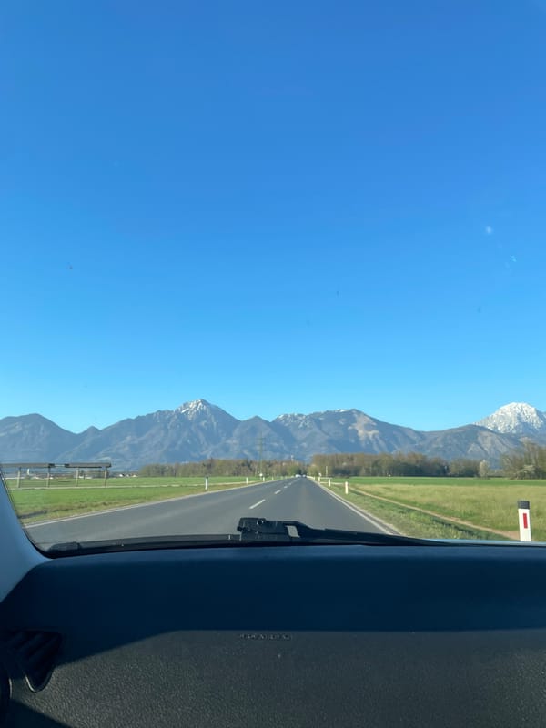 Peaceful countryside drive documented near Kranj, Slovenia