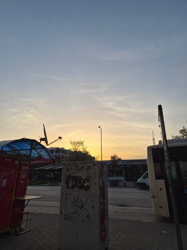 Dawn street scene photographed in Plovdiv, Bulgaria