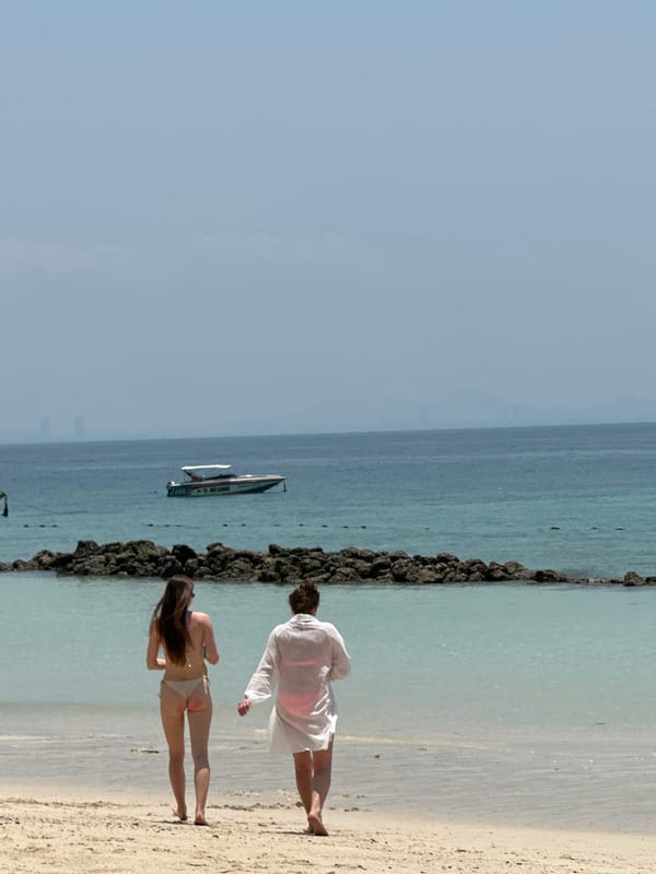Morning beach activity documented in Pattaya City, Thailand