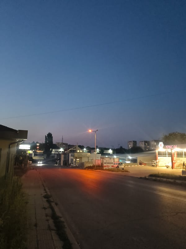 Evening scenes around a Shumen neighborhood and local shop