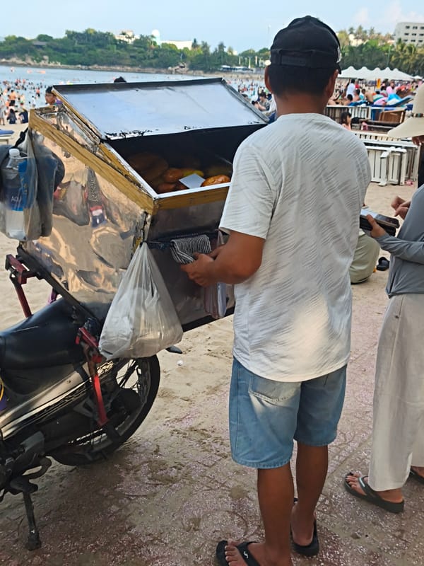 Busy morning along Nha Trang's beach and coastal walkway